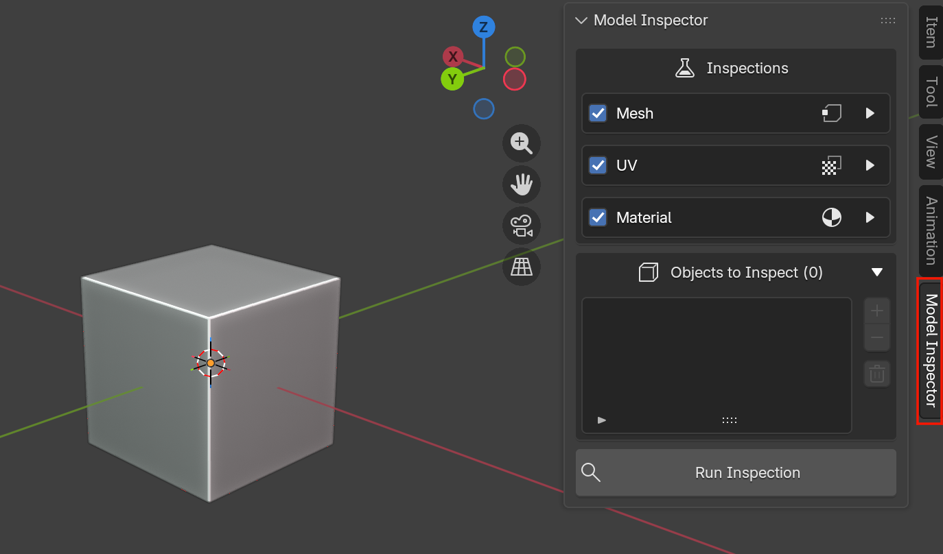 The Model Inspector panel with the Add Object button highlighted