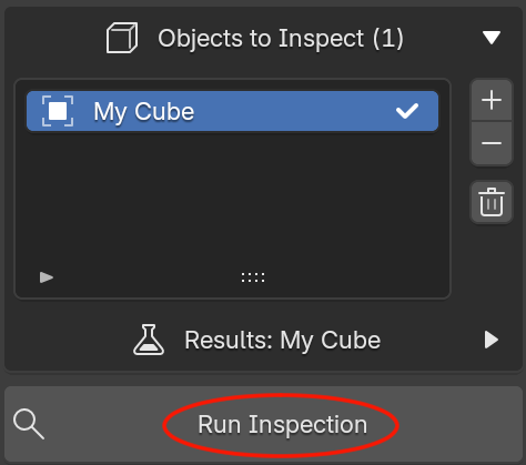 The Model Inspector panel with the Add Object button highlighted